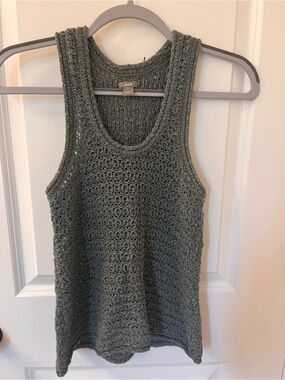 aerie Open Crochet Tank Top in Sage